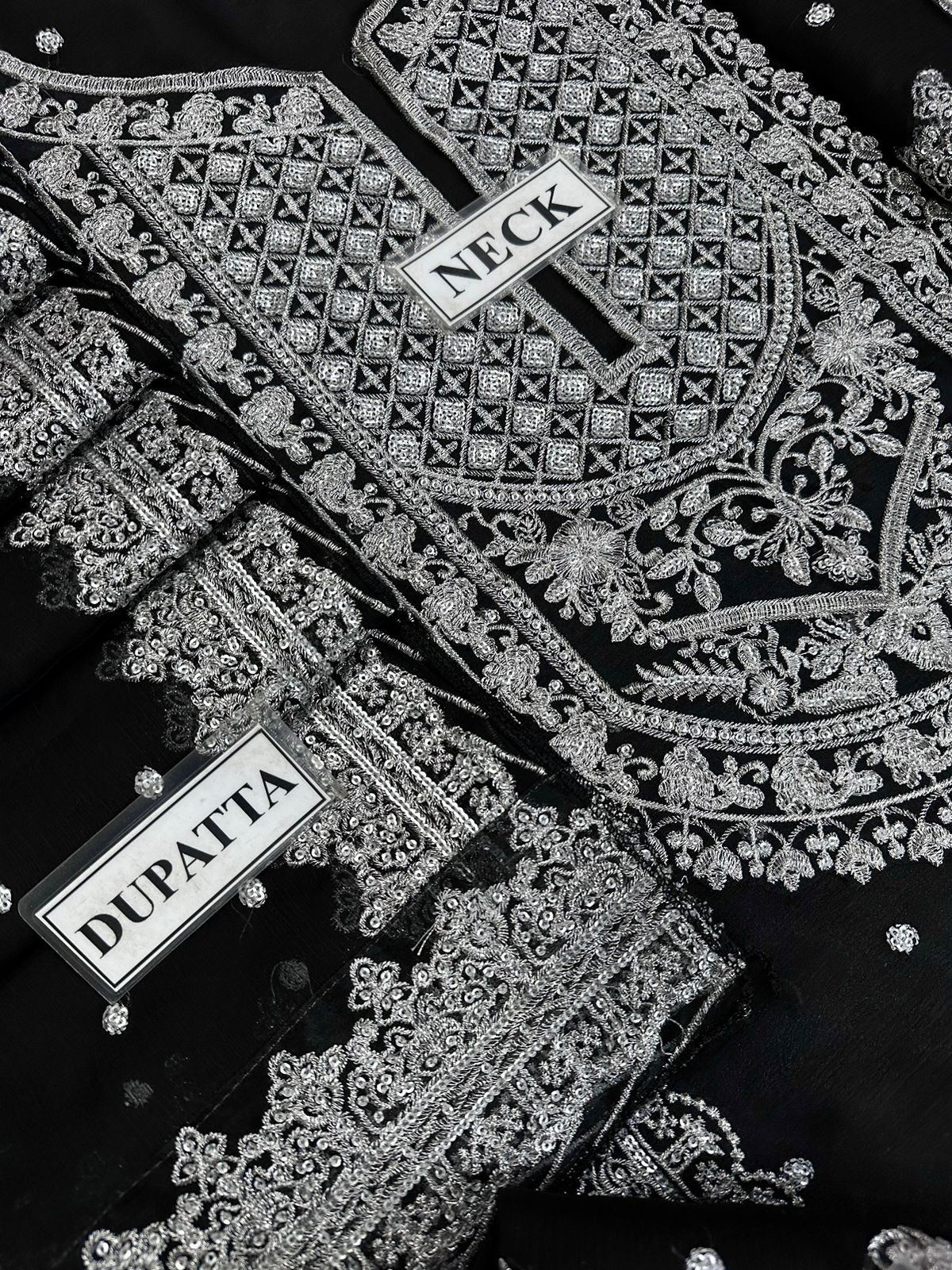 Luxury Heavy Embroidered Chiffon Dress – Full Sequin Work | 3-Piece Unstitched