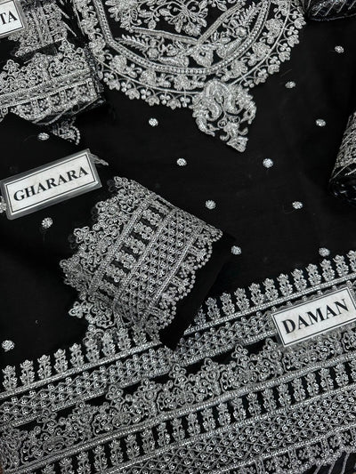 Luxury Heavy Embroidered Chiffon Dress – Full Sequin Work | 3-Piece Unstitched