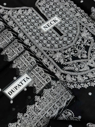 Luxury Heavy Embroidered Chiffon Dress – Full Sequin Work | 3-Piece Unstitched