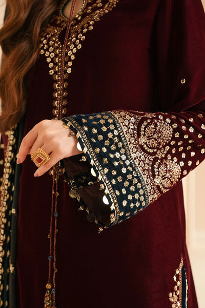 Luxury Velvet Unstitched 3-Piece Suit – Micron Velvet 9000 | Heavy Embroidery & Sequin Work