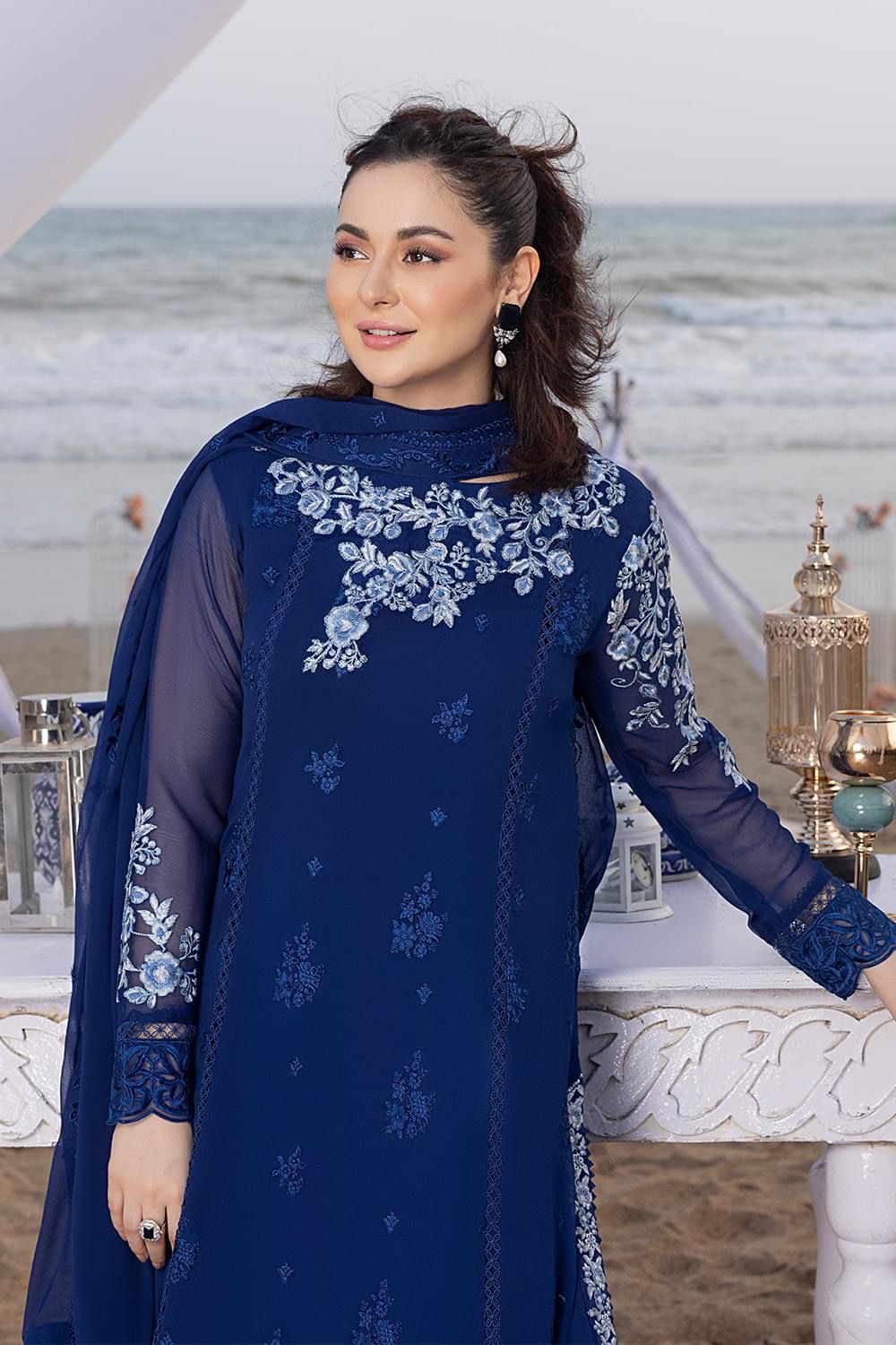 Luxury Embroidered Chiffon Suit – Unstitched 3-Piece