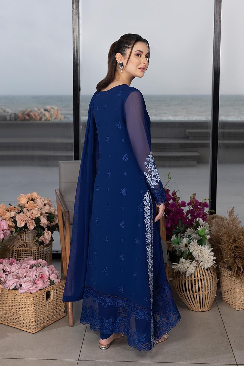 Luxury Embroidered Chiffon Suit – Unstitched 3-Piece