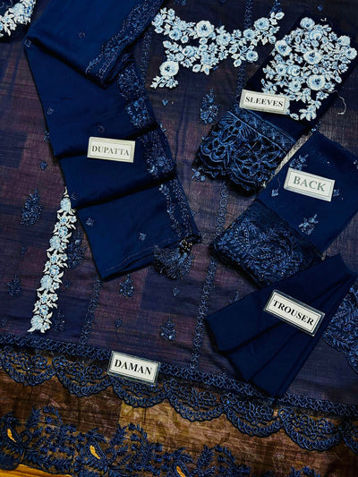 Luxury Embroidered Chiffon Suit – Unstitched 3-Piece