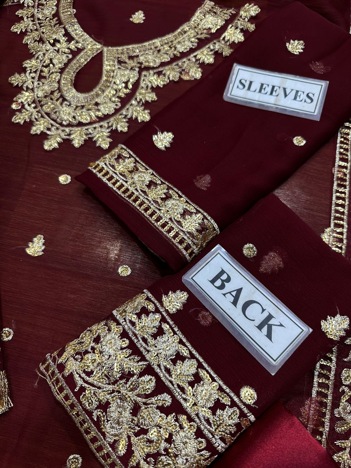 Elegant Sequin Embroidered Chiffon Suit – Unstitched 3-Piece